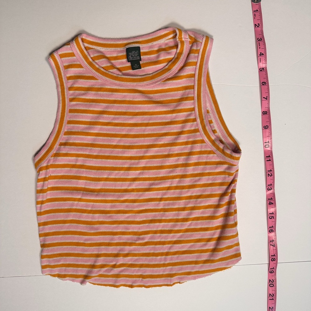 wild fable Pink and Mustard Striped Ribbed Tank Size M Y2K
